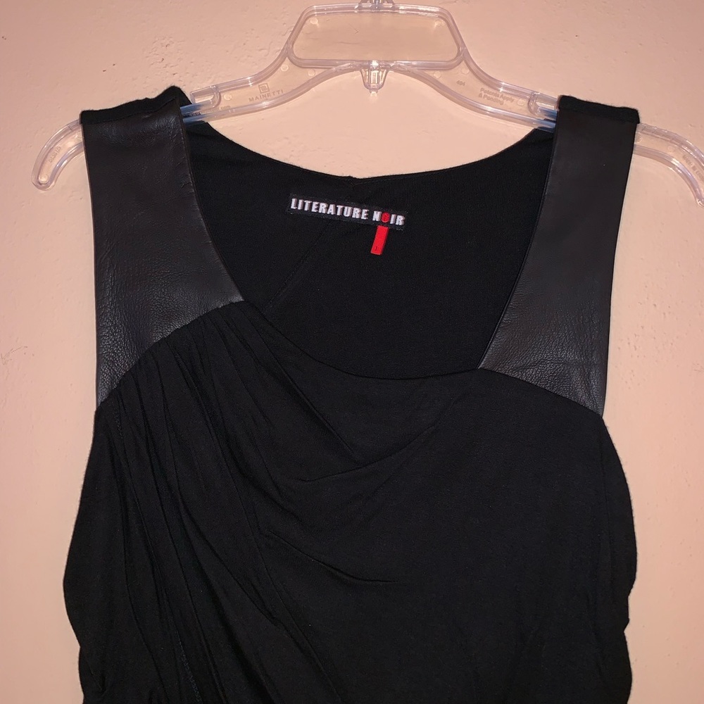 Literature Noir Black Leather Accent Dress Size L